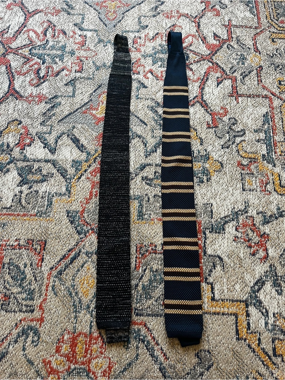 H&M Navy Brown and Gold Knit Skinny Tie And Black Knit Skinny Tie Bundle